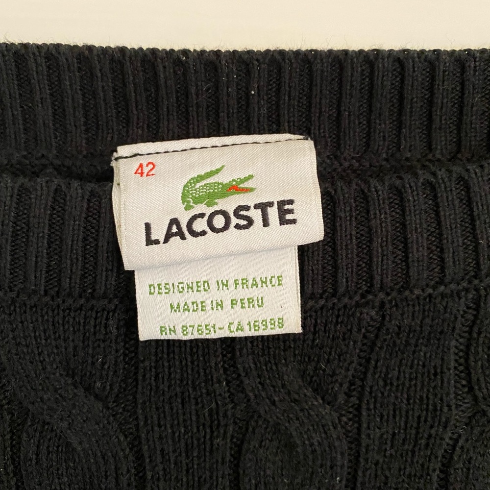 Lacoste Cableknit Sweater - Black - Sz 42 - Picture 2 of 5